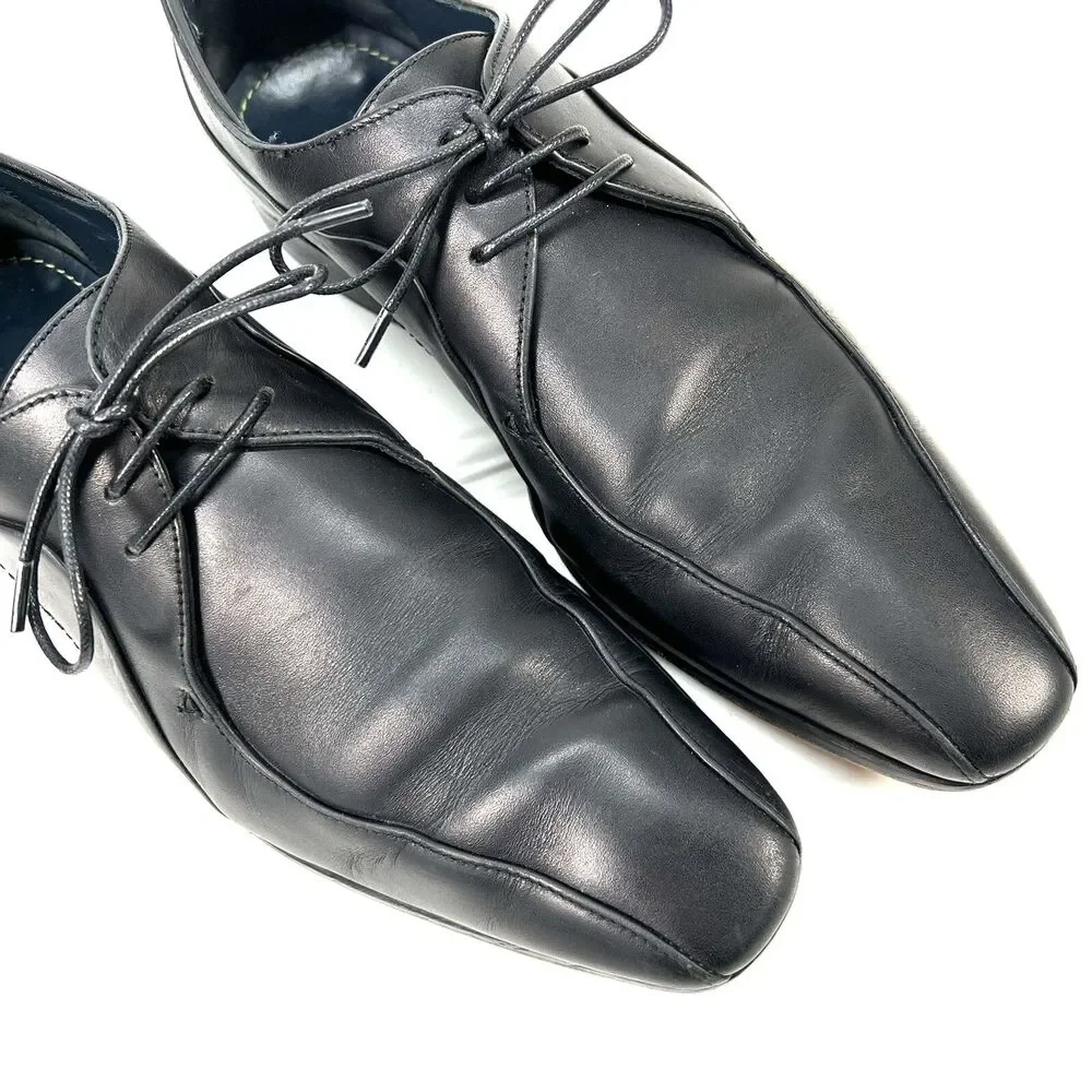 Oliver Sweeney London Pippin Derby Black Leather Dress Shoes Men's US9 EU42 UK8